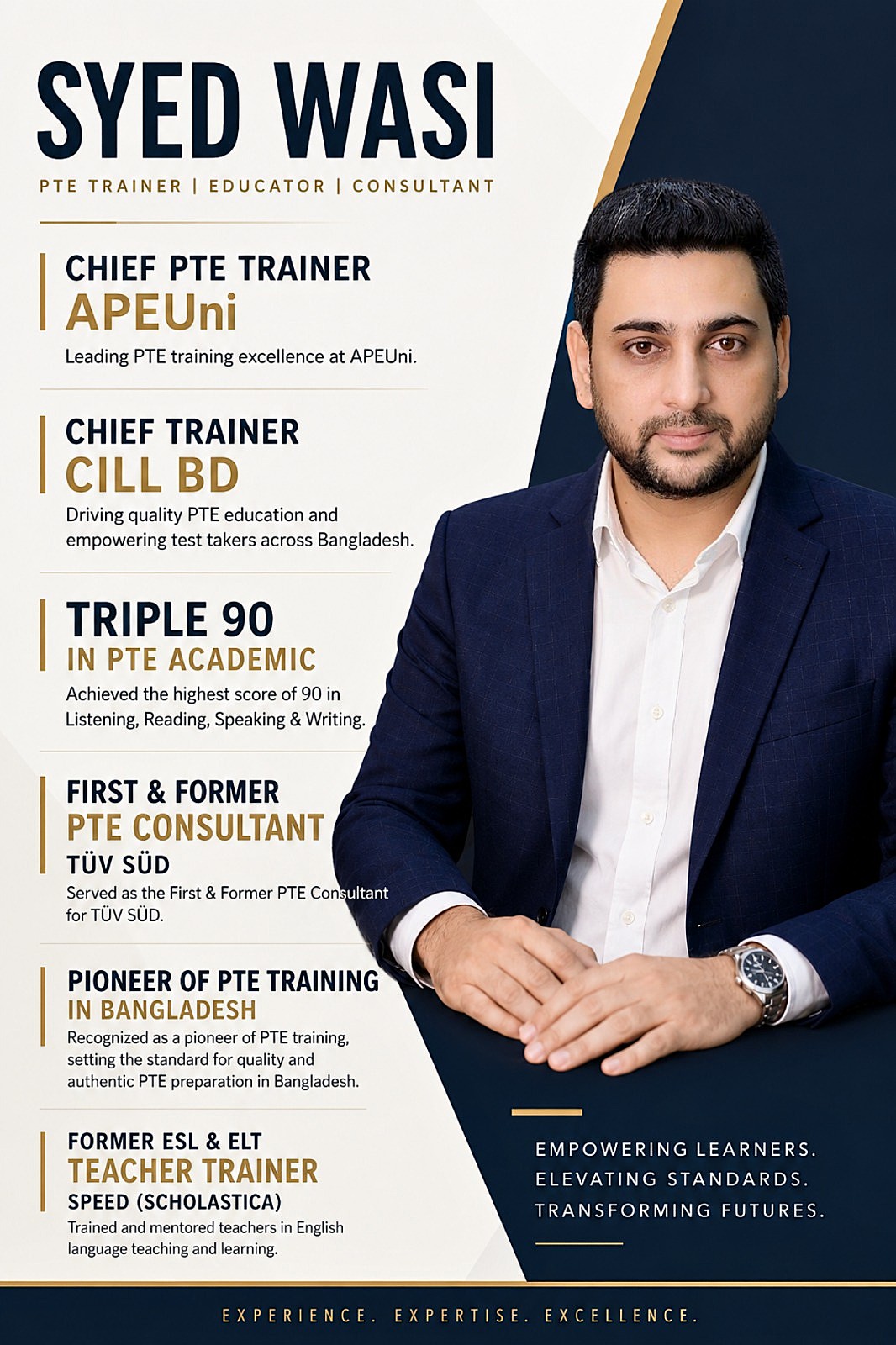 Syed Wasi — Chief PTE Trainer, CILL & APEUni